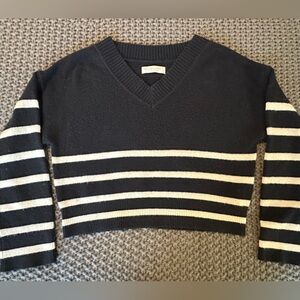 Merino Wool blend soft Abercrombie sweater. Black sweater with white stripes